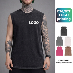 wholesale 230g Cotton <b>Vintage</b> Washed Oversized Men's <b>Tank</b> <b>Tops</b> Customizable dtg/dtf Alphabet Print Sleeveless T-shirt - Product Image 1