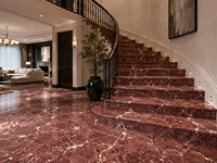 Dalles de marbre Rouge Languedoc pour comptoirs de bar, meubles-lavabos de salle de bain, carreaux de sol, îlots de cuisine et dessus de table, escaliers