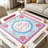 Tapis de Mahjong Transparent en Caoutchouc Américain pour 4 Joueurs, Antidérapant, Emballage Personnalisable, Idéal pour Anniversaire