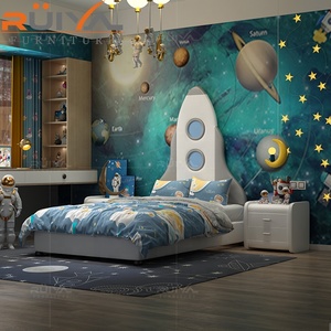 Letto Doppio per Bambini in Legno a Forma di Razzo, Design Moderno, Arredamento Morbido per la Casa - Product Image 6
