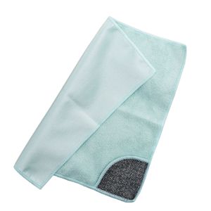 Chiffon de nettoyage rectangulaire double face vert uni pour la cuisine, essuyage des tasses, élimination des taches, tampon à récurer - Product Image 2