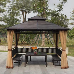 ศาลาพักผ่อนกลางแจ้งแบบสี่เสา หลังคาโลหะชุบสังกะสี ดีไซน์ทันสมัย กันน้ำ เป็นมิตรกับสิ่งแวดล้อม เฟอร์นิเจอร์กลางแจ้งสำหรับวิลล่า - Product Image 5