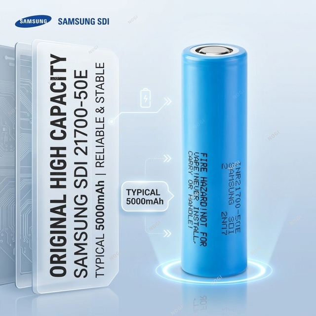 Original Samsung 21700 50E 3.7V 5000mAh High Energy Density Lithium Battery Cell Rechargeable 800 Cycles Ready Stock DDP