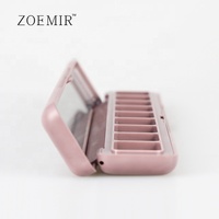 Palette à paupières vide personnalisée, longue et rectangulaire, 9 compartiments, avec miroir, étui de maquillage en plastique, emballage cosmétique, palette à paupières rose