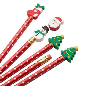 ดินสอสีสันสดใสสำหรับคริสต์มาส แบบมาตรฐาน HB พร้อมยางลบไม้และพลาสติก ของขวัญสำหรับโรงเรียนและสำนักงาน ยินดีต้อนรับ - Product Image 1