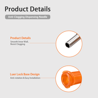 Tip Dispensing Plastik Hub Luer Lock 1/2 Inch Jarum Tumpul Stainless Steel 15 Gauge untuk Perekat Industri