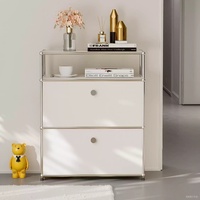 Buffet moderne en acier inoxydable, armoire de rangement modulaire combinable, 2 tiroirs, 5+ compartiments, meubles de salon