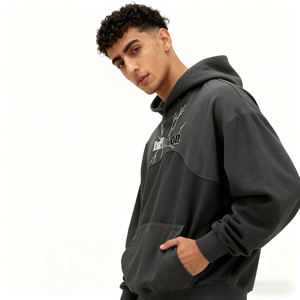 Felpe <span class=keywords><strong>con</strong></span> <span class=keywords><strong>Cappuccio</strong></span> Personalizzate QUICKSHOW Streetwear 380 GSM <span class=keywords><strong>con</strong></span> Ricamo Turf di Alta Qualità, Colore <span class=keywords><strong>Grigio</strong></span> <span class=keywords><strong>Scuro</strong></span> <span class=keywords><strong>con</strong></span> Blocchi di Colore - Product Image 2