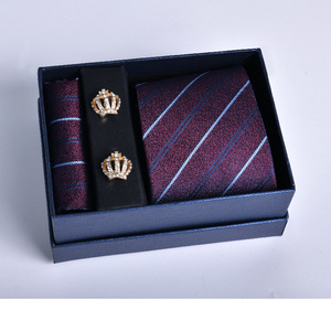 Nouvelle collection de cravates de luxe pour hommes, cravates de mariage en Jacquard tissé pour hommes, cravate, bague, broche, boutons de manchette, ensemble Hanky - Product Image 3