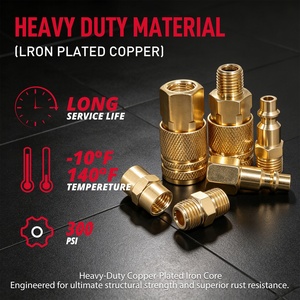 Conector Neumático de Conexión Rápida Estilo Milton, Rosca NPT Macho/Hembra de <span class=keywords><strong>1</strong></span>/2'' y <span class=keywords><strong>1</strong></span>/<span class=keywords><strong>4</strong></span>'', Conexión Rápida a Presión, Recubrimiento de Cobre <span class=keywords><strong>para</strong></span> <span class=keywords><strong>Aire</strong></span> - Product Image 4