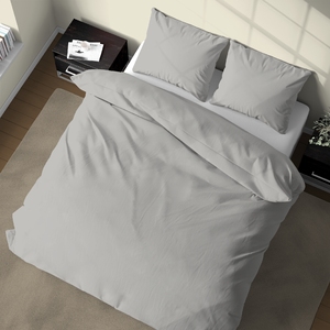Garantie de qualité Extra doux confortable 100% coton housse de couette taie d'oreiller ensemble de lit antimicrobien pour roi Double tailles gris uni - Product Image 2