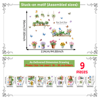 Autocollant mural décoratif auto-adhésif en forme de panier suspendu pour plantes, idéal pour les murs d'accentuation du salon et de la chambre, décoration intérieure