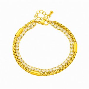 Pulsera de Acero Inoxidable de Moda para Mujer, Bañada en Oro de 18k, Doble Capa, con Zirconia, Ajustable, Inoxidable y que No se Desvanece, Venta al por Mayor - Product Image 6