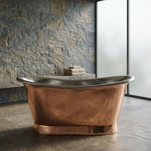 Bañera Independiente de Cobre Hecha a Mano con Diseño Irregular de Metal Martillado para Adultos - Artesanía India - Product Image 3