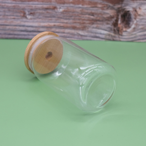Bottiglie di Vetro Vuote di Lusso Promozionali per Acqua, 16oz, Bottiglia in Vetro Trasparente con Coperchio in Bambù e Cannuccia - Product Image 2