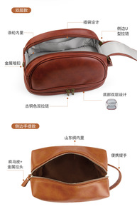 Bolsa de Cosméticos de Viaje Portátil Multifuncional de Gran Capacidad, Impermeable, con Cierre de Cremallera, de Cuero PU Vintage - Product Image 2