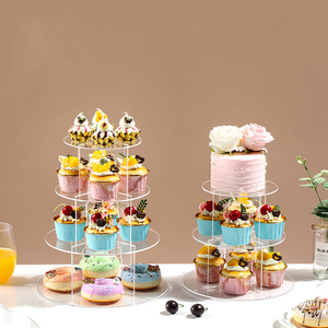 Rak makanan Multi lapis transparan berbentuk menara melingkar kualitas tinggi rak tampilan kue akrilik untuk pernikahan dan ulang tahun - Product Image 2