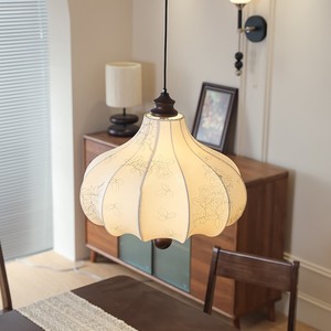 Vintage French Style Fabric Pendant <b>Light</b> Oval Shape Led Single Head Home Decor Lighting Fixture - Product Image 2