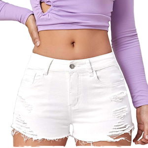 Shorts en jean vintage pour femme, nouvelle collection été 2026, taille mi-haute, coupe courte, respirant, teint uni, style sportif - Product Image 1