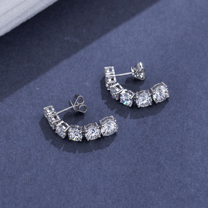 Boucles d'oreilles en or blanc 14 carats avec diamants ronds Messi Jewelry MSE-888 pour femmes - Product Image 2