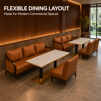 Banquette trois places avec panneaux en rotin et coussins en cuir pour restaurant, ensemble de banquettes pour café et hôtel