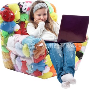 Transparent Inflatable <b>Sofa</b> With Plush Toys Storage Kids Chair For Indoor Play And Relaxation - Product Image 1