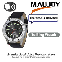 Reloj Alemán con Voz de Anunciador de Hora, Números Grandes y Correa de Cuero, Ideal para Personas Mayores y con Discapacidad Visual