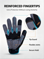 Gants de travail HAIYI haute résistance anti-choc à doigts complets avec sangle de poignet réglable, anti-coupure, antidérapants pour le cyclisme en extérieur – Vente chaude