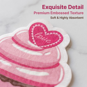 Serviettes en papier en forme de cupcake, imprimées de cœurs roses, jetables, pour la Saint-Valentin, décoration de table, serviettes découpées - Product Image 4