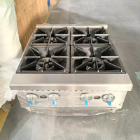 Comptoir de cuisson au gaz Qian-mai à 4 brûleurs en acier inoxydable pour cuisines de restaurants et d'hôtels, compatible GPL/GN, puissance 6,5 kW*4