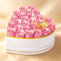Eterfield Forever Flowers Roses éternelles en boîte en daim en forme de cœur - 100% rose véritable, dure toute l'année, idéal pour la Saint-Valentin, la fête des mères