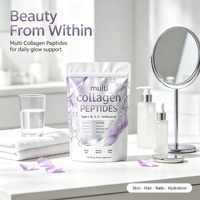 Sachets de poudre de collagène multi-effets hydrosoluble à marque privée, supplément de collagène HA VC Glutathion, soutien énergétique 454g