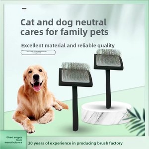 Spazzola di Lusso Personalizzata in Acciaio Inox, Legno e Gomma Blu con Motivo Cane Cartone Animato per Gatti e Piccoli Animali, Ecologica - Product Image 2