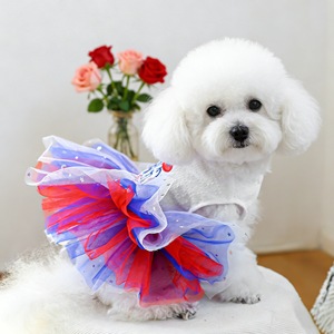 Vêtements pour animaux de compagnie, chiens et chats, jupe en tulle américaine, robe brodée pour les célébrations du 4 juillet - Product Image 3