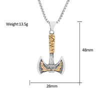 Pendentif Hache Viking Collier Acier Titane Mythologie Nordique Bijoux Homme Femme Unisex Vintage Corbeau Chaîne Gros Export