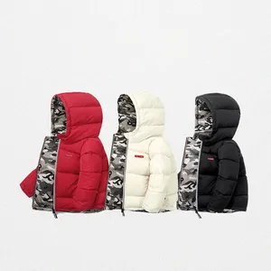 duoyingbao New Children's Down Padded Jacket Spring Fall Outerwear Reversible Waterproof Hoodie Coat