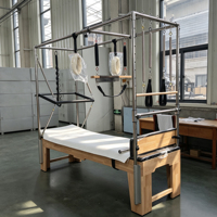 Kit de Pilates en érable massif à longue durée de vie, cinq pièces, réglable et portable, comprenant Reformer, Correcteur de colonne vertébrale et Chaise Wunda
