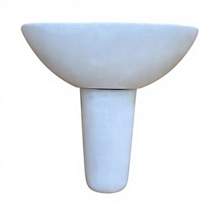Lavabo mural carré en céramique <span class=keywords><strong>blanc</strong></span> moderne, semi-piedestal, à trou unique, petit et compact, pour salle de bain et toilettes, ensemble combiné pour la maison - Product Image 5