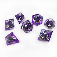 Set dadu DND inti cairan mata naga ungu untuk dugeon dan naga bermain peran permainan polihedral tepi tajam Resin RPG Set