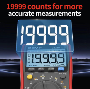 ZOYI ZT219 True RMS 19999 จอ LCD มีไฟพื้นหลัง ปรับช่วงการวัดอัตโนมัติ/แบบแมนนวล วัดแรงดันไฟฟ้ากระแสสลับ กระแสไฟฟ้า และความต้านทาน - Product Image 1