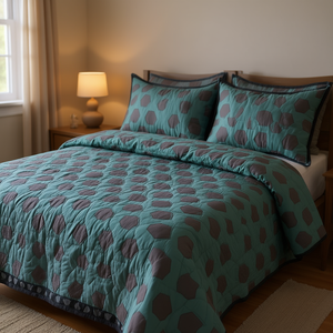 Juego de edredón Libaca Aibara Yoe 180x200 cm con diseño geométrico moderno para el hogar - Product Image 2