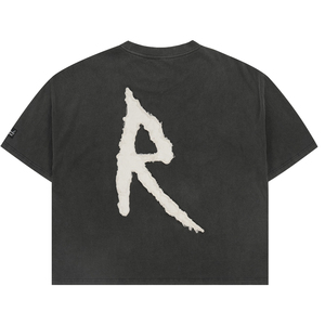 T-shirt Homme Lourd 300 g/m² Personnalisé avec Logo Imprimé Graphique Effet Vieilli Appliqué Col Rond Streetwear Noir - Product Image 2