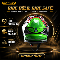 Casque de motocross rouge et noir intégral pour moto tout-terrain avec design graphique