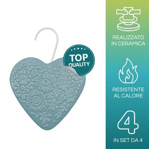 Set di 4 umidificatori per radiatori in ceramica a forma di cuore con gancio 13x3,5x13 cm - Product Image 4