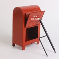 Buzón de Metal Vintage Hecho a Mano para Cartas a Santa, Buzón de Hierro Independiente con Cerradura para Decoración Navideña del Hogar