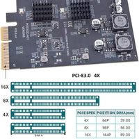 محول PCI Express X4 إلى 3 منافذ من النوع A و2 منفذ USB C مع USB 3.2 Gen 2 بسرعة 10 جيجابت في الثانية، شريحة ASM3142 + VL822، بطاقة توسعة PCI-E USB 3.0