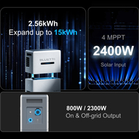 Système de stockage solaire pour balcon LiFePO4 de 2,56 kWh, 6000 cycles, 97 % DOD, empilable jusqu'à 6 unités, 15 kWh pour appartement, alimentation hors réseau