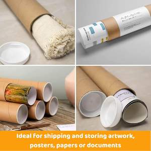 Tubes en papier kraft épais personnalisables, écologiques et recyclables avec couvercles en plastique pour le transport de plans, d'art et d'affiches en carton - Product Image 5