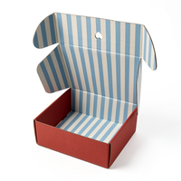 Boîte cadeau en carton ondulé rayé bleu imperméable haut de gamme avec logo personnalisé |   Emballage haut de gamme pour cadeaux