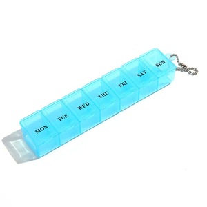Wholesales Customization Plastic Promotional Mini Plastic Cute 7-Day Weekly Cute Pill Box Key Chain Blue Portable